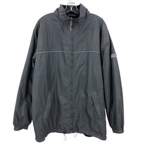 TCM Weather Gear Reversible Coat Fleece Lined Detachable Hood Zip Up Gray Mens L